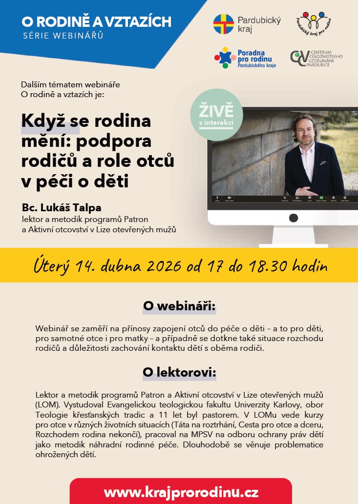 Webinář - Když se rodina mění: podpora rodičů a role otců v péči o děti