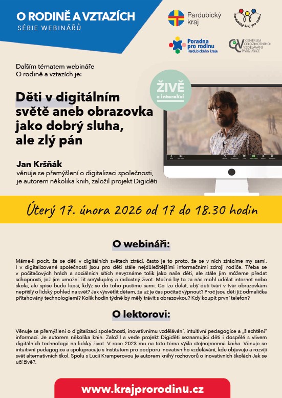 Webinář - Děti v digitálním světě aneb obrazovka jako dobrý sluha, ale zlý pán