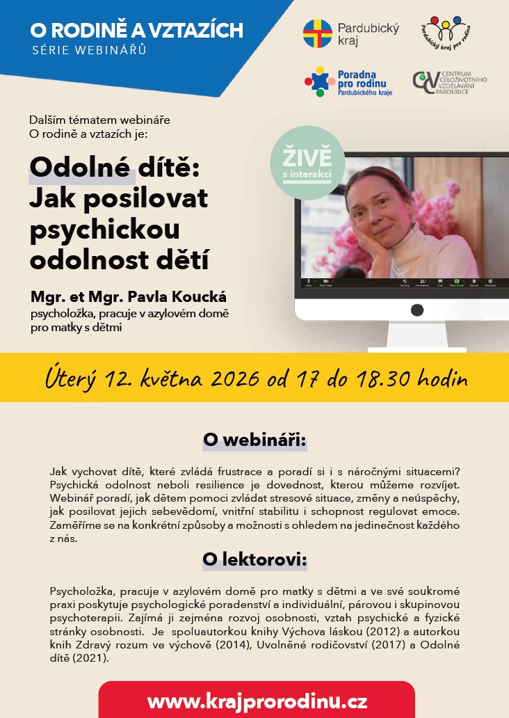 Webinář - Odolné dítě: Jak posilovat psychickou odolnost dětí